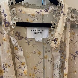 The Shirt by Rochelle Behrens Floral Midi Dress - Cream and Purple P2P:17”